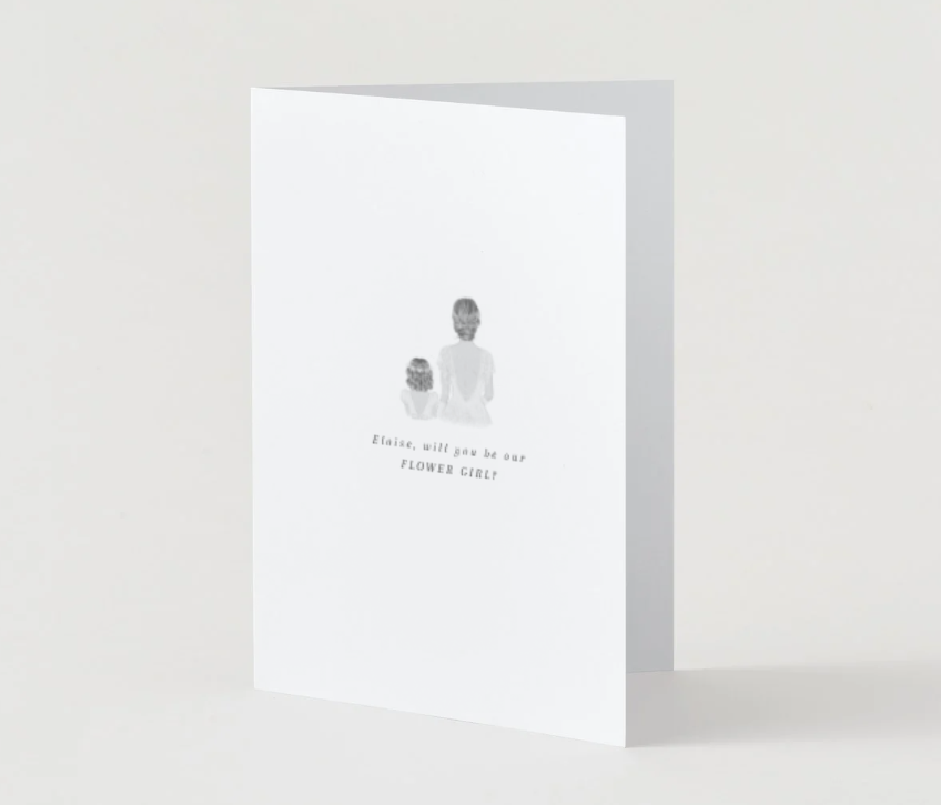 Minimalist Sophisticated Proposal Card with beautiful illustration, Bridesmaid, Flower Girl, Maid of Honour. Envelope Included - 300gsm textured white card
