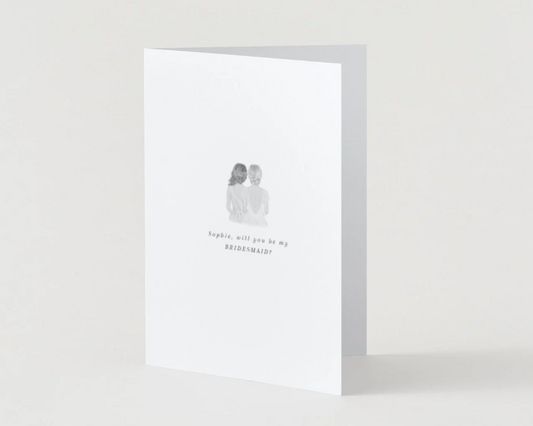 Minimalist Sophisticated Proposal Card with beautiful illustration, Bridesmaid, Flower Girl, Maid of Honour. Envelope Included - 300gsm textured white card