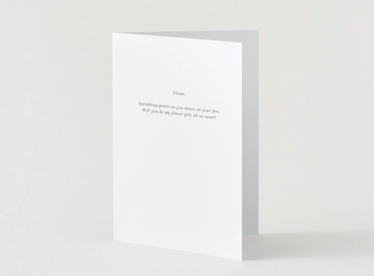 Minimalist Poetic Proposal Card, Bridesmaid, Flower Girl, Maid of Honour. Envelope Included - 300gsm textured white card