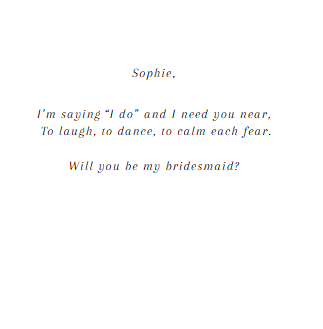 Minimalist Poetic Proposal Card, Bridesmaid, Flower Girl, Maid of Honour. Envelope Included - 300gsm textured white card