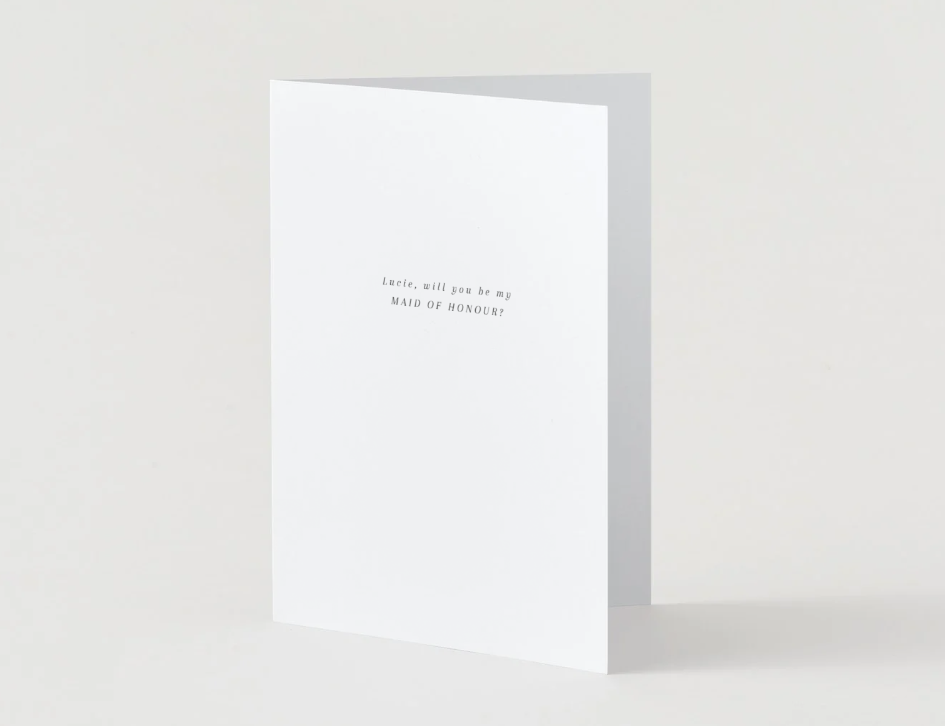 Minimalist Sophisticated Proposal Card, Bridesmaid, Flower Girl, Maid of Honour. Envelope Included - 300gsm textured white card