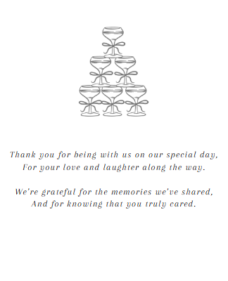 Minimalistic Poetic "Thank You" Cards to your wedding guests. Envelope Included - 300gsm textured card stock